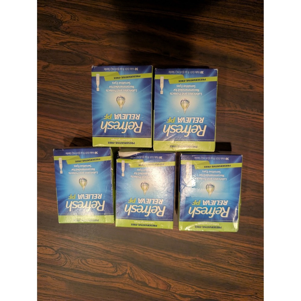 Refresh Relieva PF Lubricant Eye Drops Preservative-Free 5 Boxes 150 Vials Total